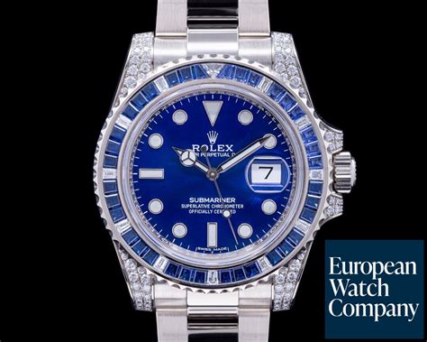 rolex submariner date 116659sabr 18k white gold diamonds sapphires unworn|rolex submariner date diamond.